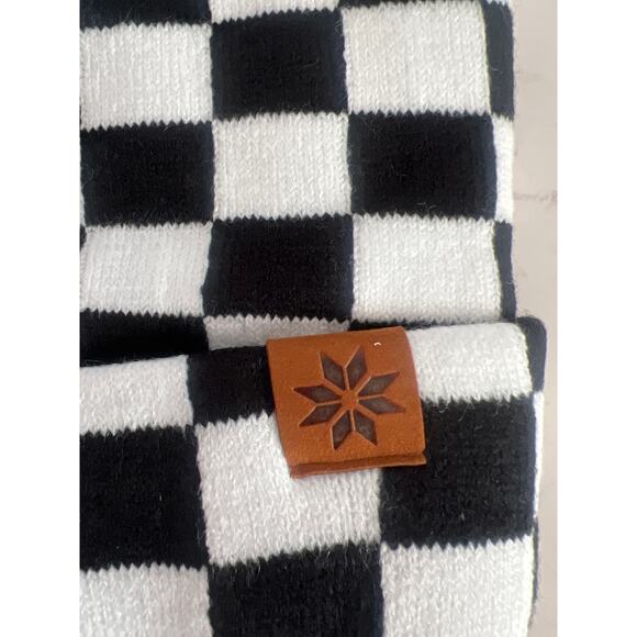 Britt's Knits Kid's Check Mate Beanie Stretchy Knit Hat in Black. & White - Picture 2 of 8